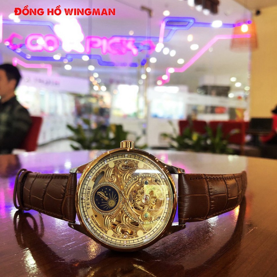 SIÊU PHẨM Đồng hồ nam Tevise T820 Automatic, full box và thẻ bảo hành 3 năm, chống xước , chống nước, dây da HÀNG CỰC CH