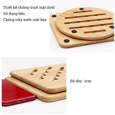 Miếng lót nồi gỗ tre BAMBOOO ECO cách nhiệt loại dày nhiều kích thước