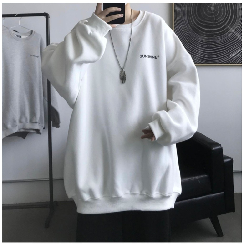 Áo sweater,Áo nỉ cổ tròn phom rộng in chữ nhỏ trước ngực phong cách Hàn Quốc | BigBuy360 - bigbuy360.vn
