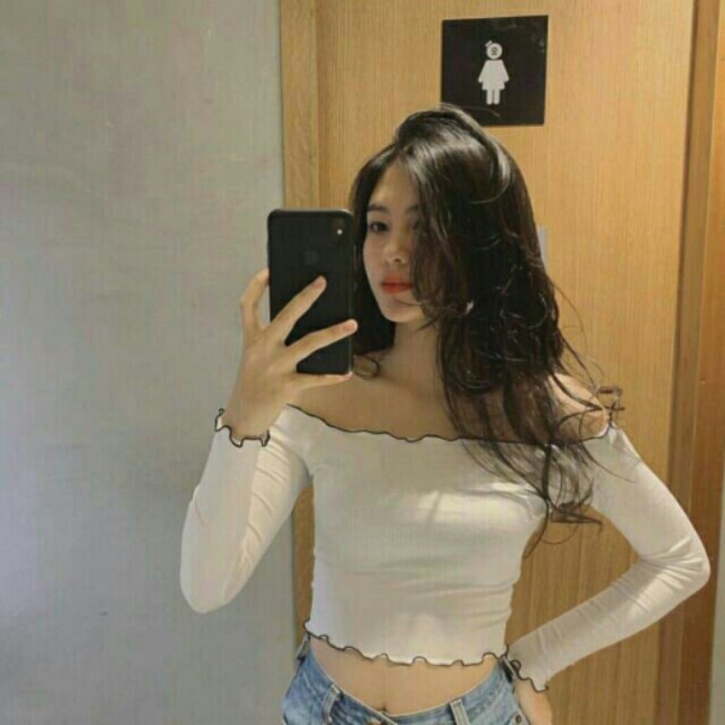 Áo trễ vai thun gân | BigBuy360 - bigbuy360.vn