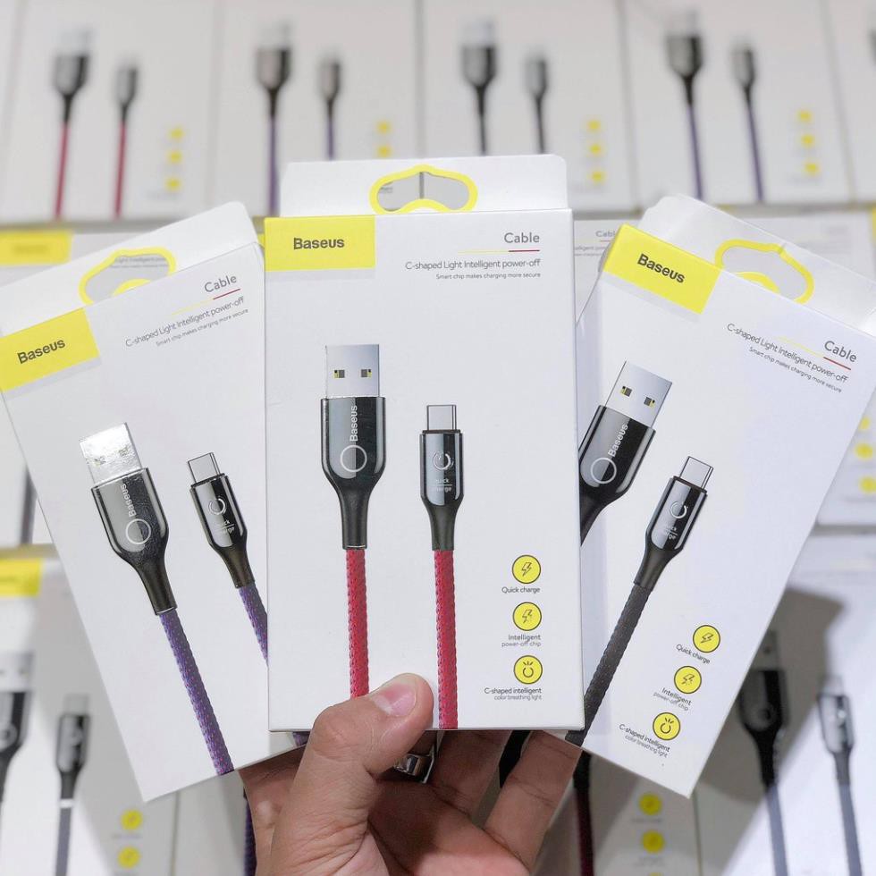 Dây Sạc IPHONE Dây Sạc TỰ NGẮT THÔNG MINH Khi Sạc Đầy Pin Baseus C-Shaped Light - Bảo Hành Chính Hãng 12T