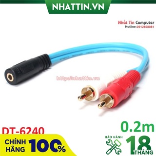Cáp audio 3.5mm to 2 rca dài 0.2m dtech dt-6240
