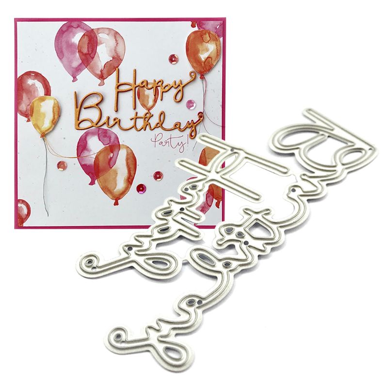 Khuôn Cắt Giấy Làm Từ Kim Loại Hình Chữ Happy Birthday Trang Trí Scrapbook