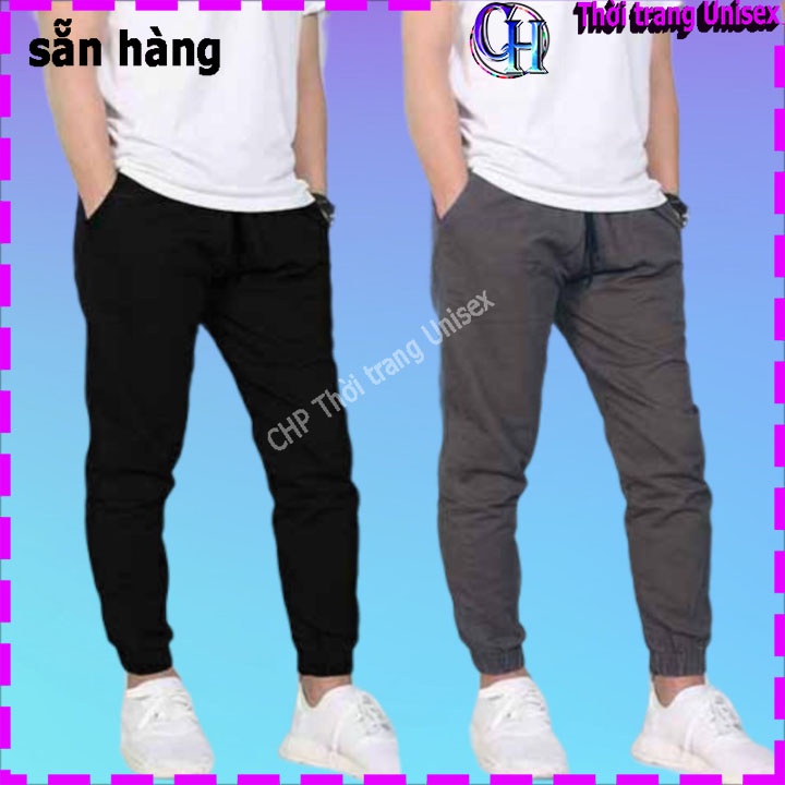 Quần jogger kaki nam phong cách Hàn Quốc - Dáng dài ống bó khóa zip 8 màu đen xám xanh đỏ rêu nâu