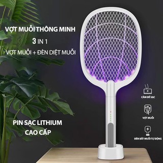 Vợt bắt muỗi kiêm đèn ngủ có đế đứng sạc cổng USB