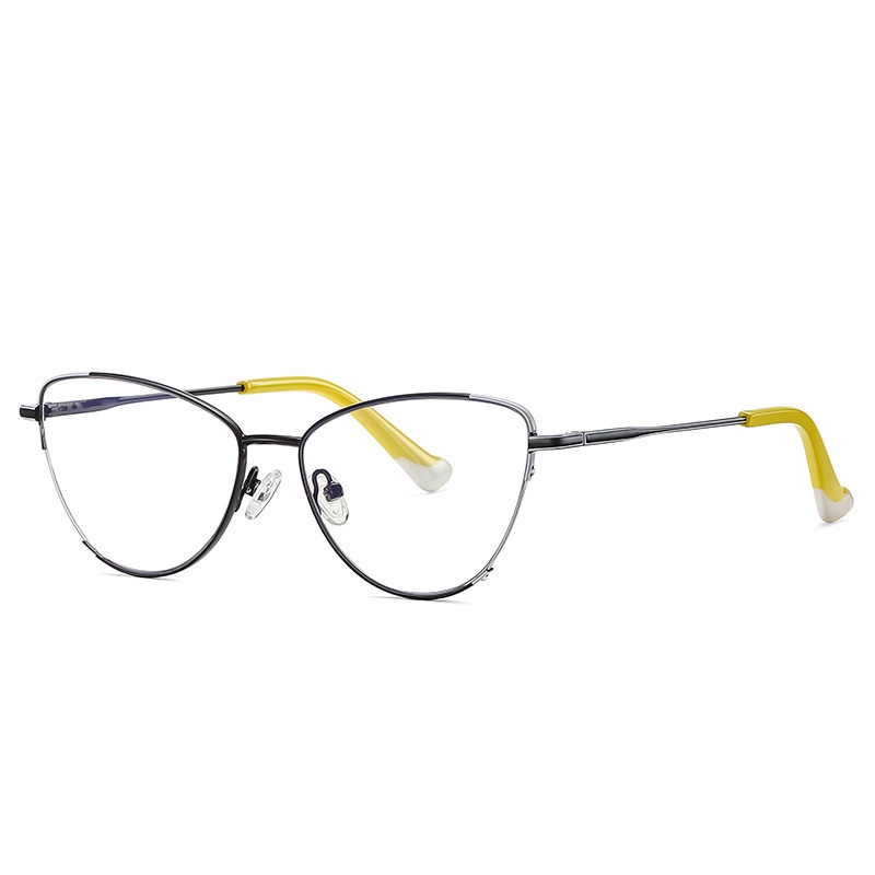 Mắt Kính Gọng Kim Loại Hình Mắt Mèo Chống Ánh Sáng Xanh Thời Trang Retro Cho Nữ