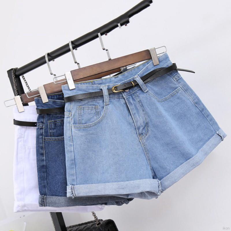 Quần đùi denim lưng cao thời trang cho nữ