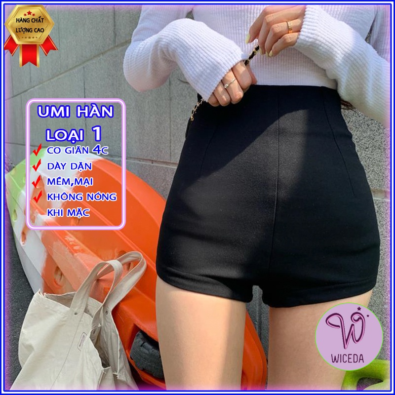 Quần short dance lưng cao lisa tôn dáng . quần đùi nữ cạp cao ôm body chất vải umi dày co giãn màu đen Wiceda DC451 | BigBuy360 - bigbuy360.vn