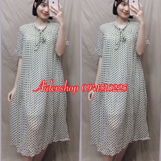 Váy bầu voan xếp li dáng dài(45-70kg)