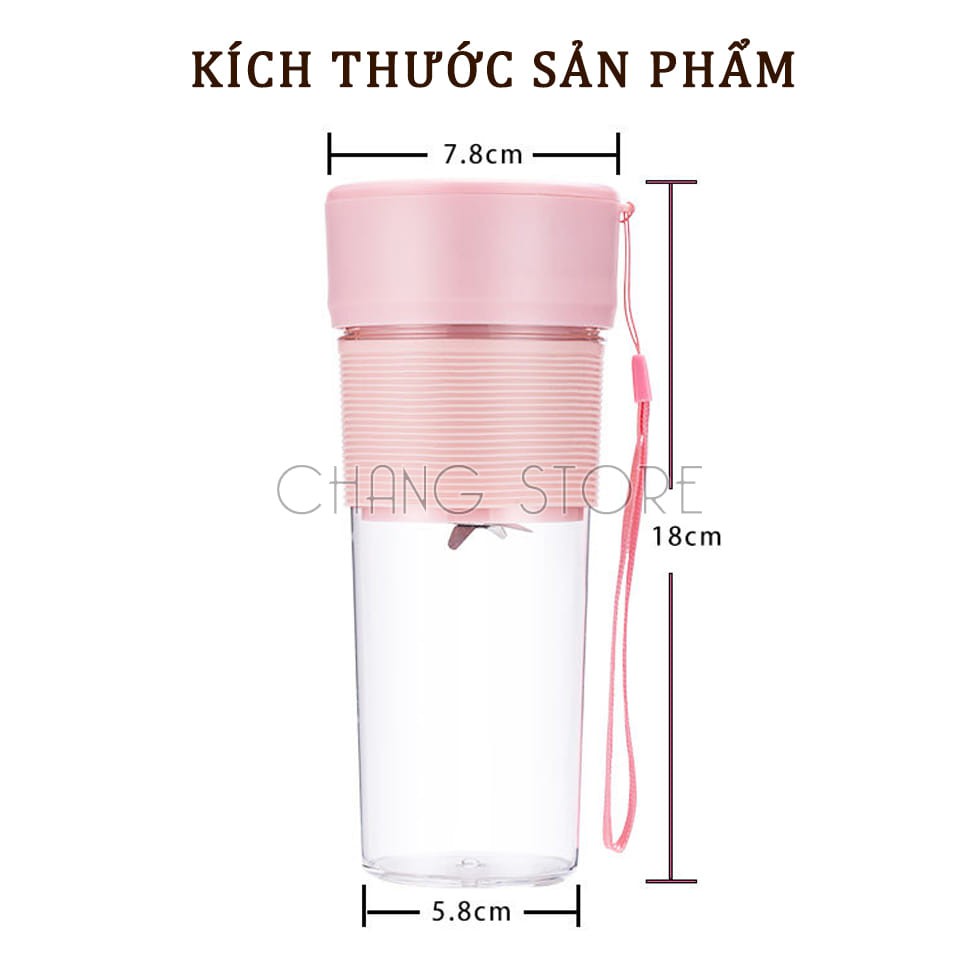 Máy Xay Sinh Tố Cầm Tay Mini Portable JB Hàng Nhập Khẩu 300ML, Cốc xay sinh tố hoa quả cao cấp