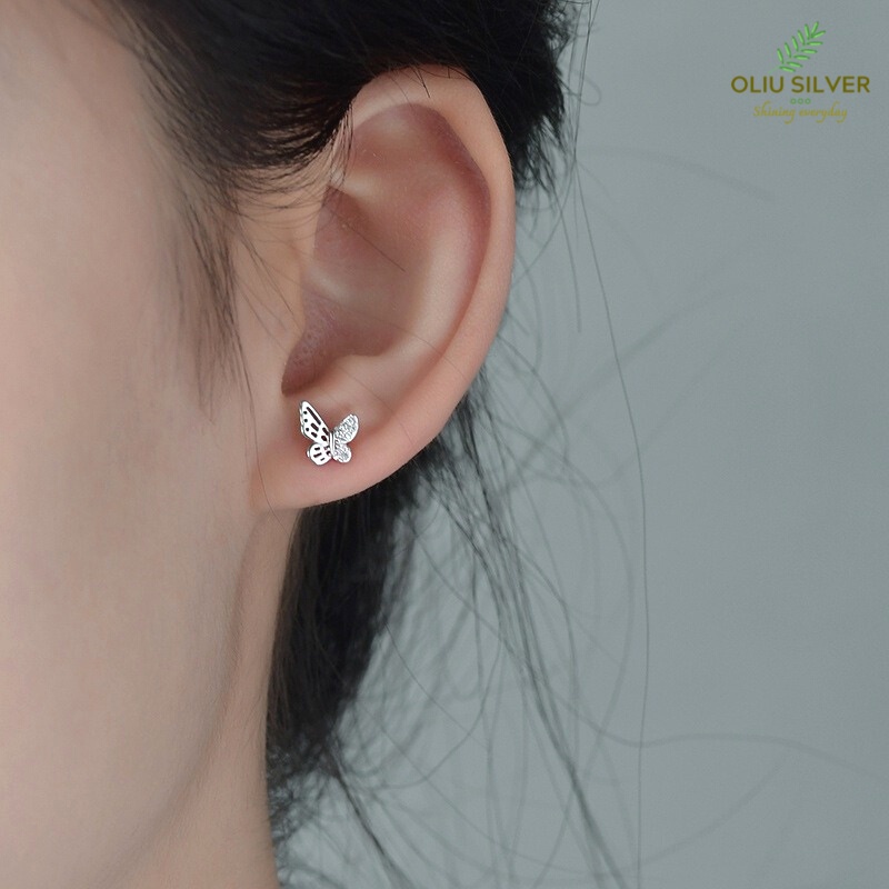 Bông Tai Bạc S925 Pendant Butterfly Dễ Thương | Khuyên Tai Nữ Trang Sức Bạc Thời Trang
