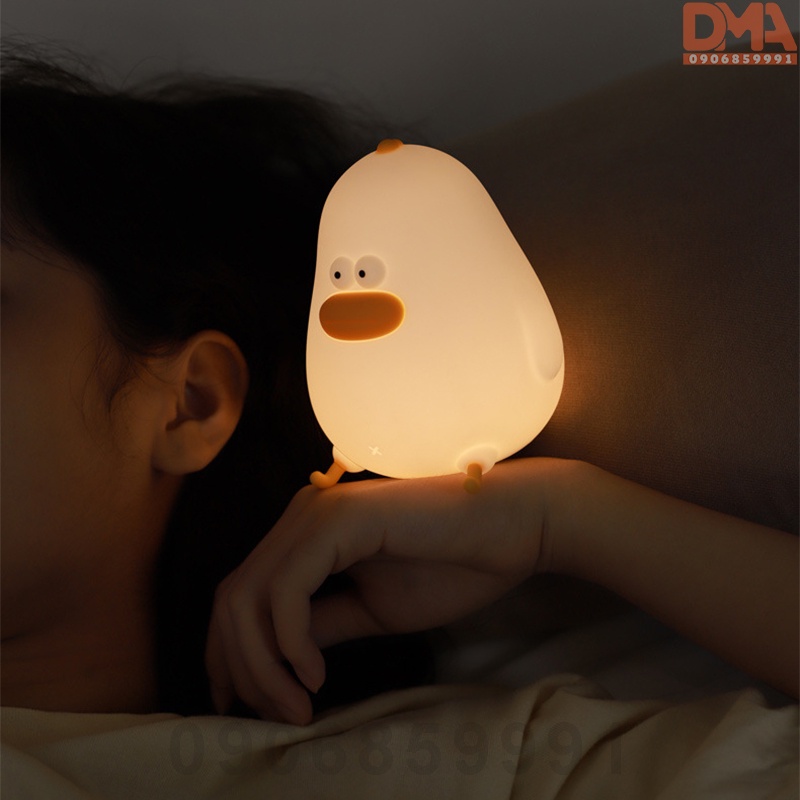 Đèn ngủ trang trí,đèn led silicon cảm ứng gà mập -
