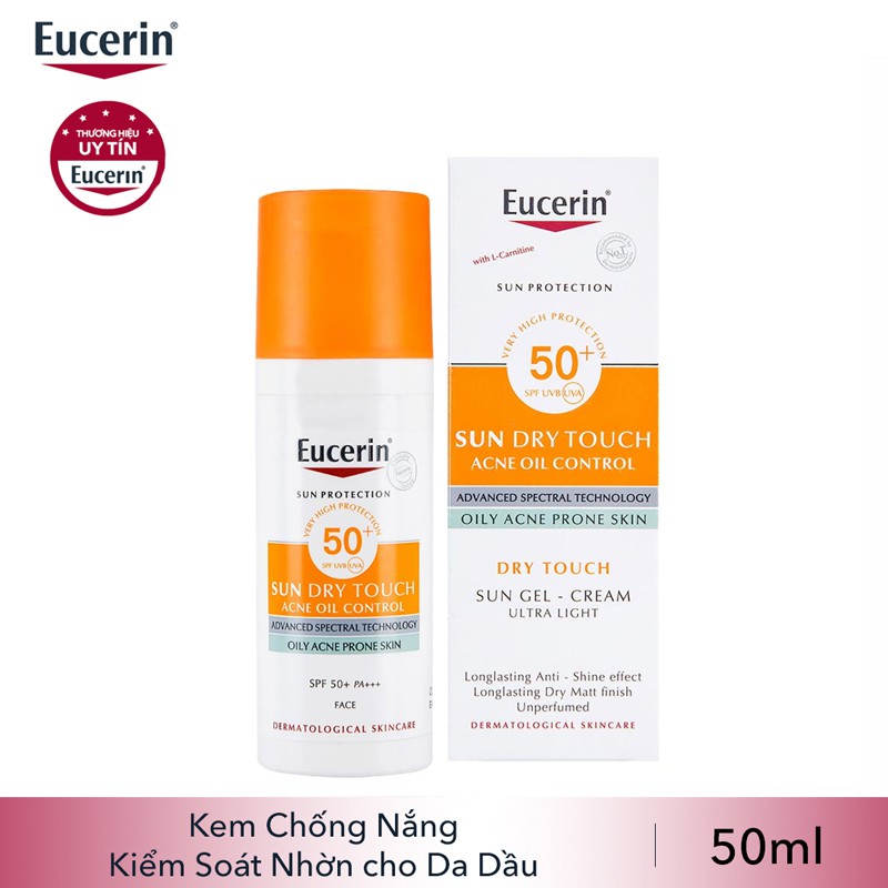 Eucerin Sun Gel-Creme Oil Control Dry Touch SPF 50 : Kem Chống Nắng Kiểm Soát Nhờn cho Da Dầu (50 ml)
