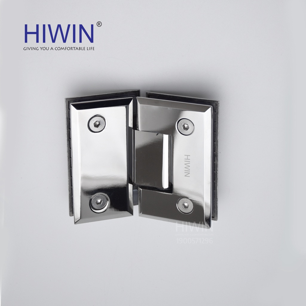 Bản lề phòng tắm kính 135 độ lệch mặt gương inox 304 Hiwin HG-006 (dày 5mm)