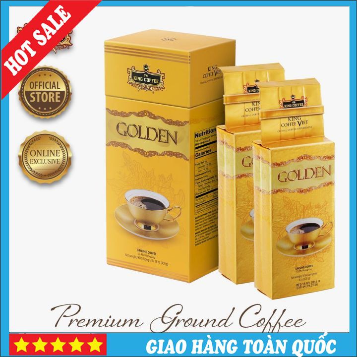 Cà Phê Rang Xay Cao Cấp Golden KING COFFEE🌵🌵SALE GIÁ RẺ🌵🌵 Túi Cao Cấp 225g - Cà Phê Arabica & Cà Phê Robusta Việt Nam