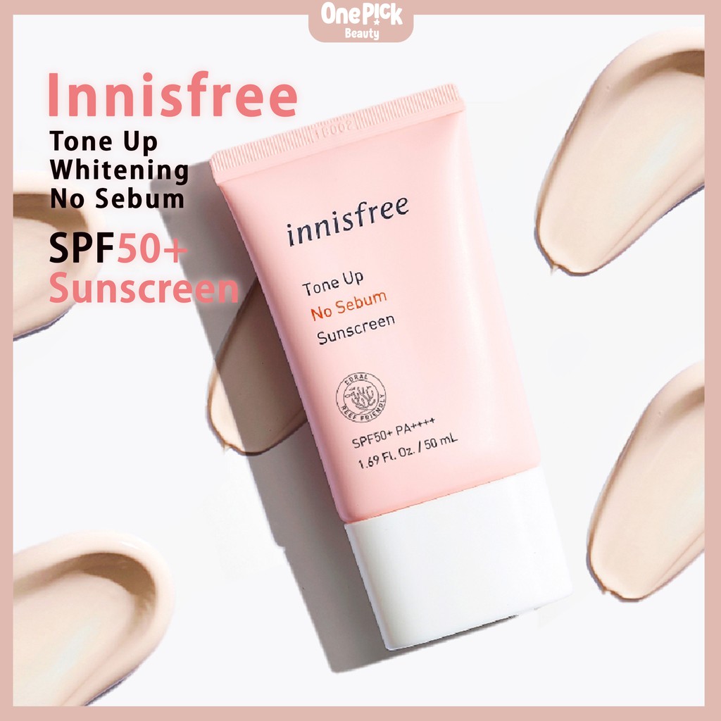 Kem Chống Nắng Innisfree Tone up No Sebum SPF50/PA++++ 50ml Nâng Tông Da, Kiềm Dầu, Che Phủ Lỗ Chân Lông và Giảm Bã Nhờn bảo vệ da trước ánh mặt trời và tia UV [INNISFREE Tone Up No Sebum Sunscreen 50ml]