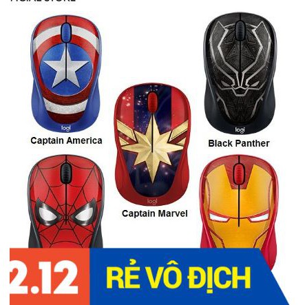 Chuột không dây Logitech M238 Marvel Collection bền bỉ chất lượng với kiểu dáng kích cỡ phù hợp