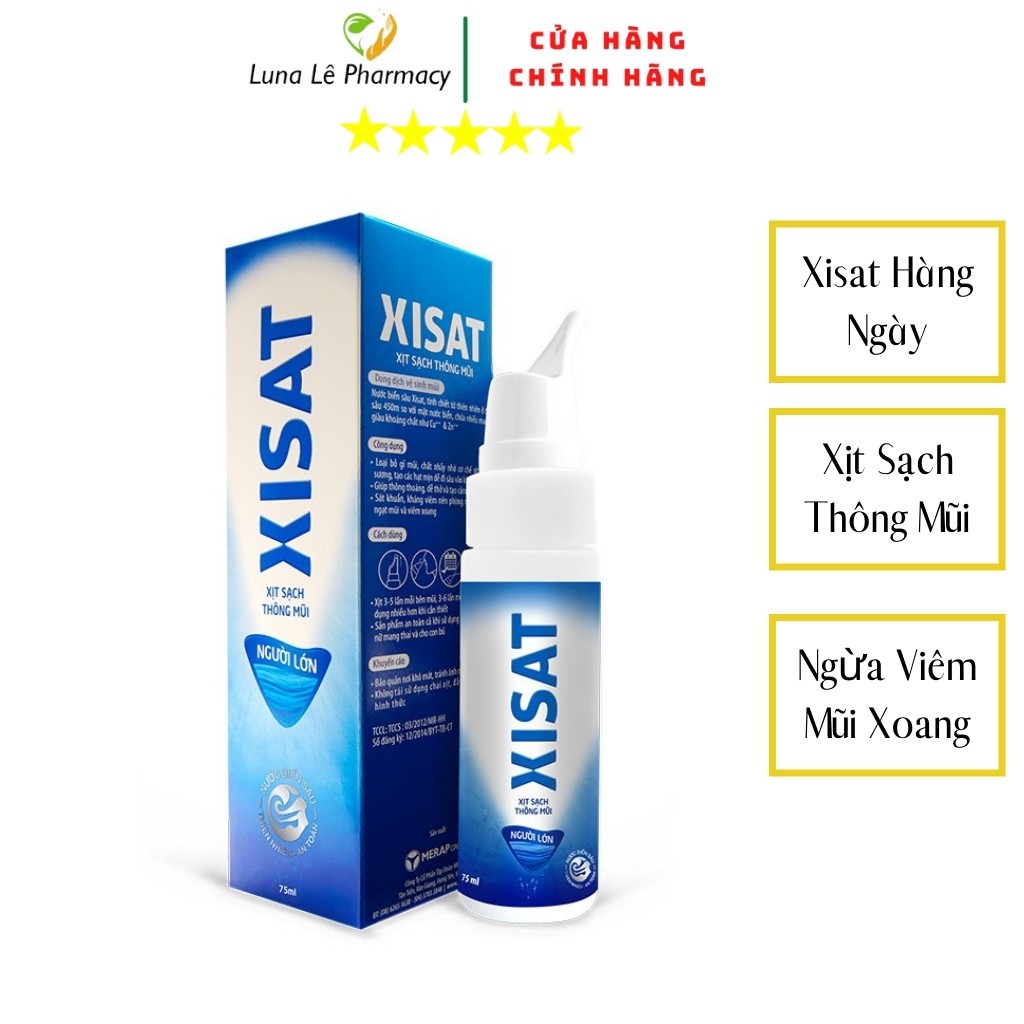 Nước Biển Sâu Xịt Mũi Xisat, Làm Sạch Mũi Thông Mũi, Hỗ trợ viêm Xoang, chai 75ml