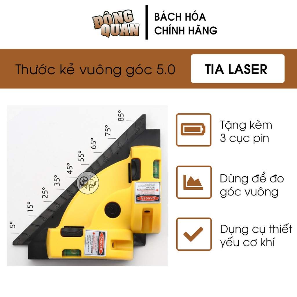 [ THƯỚC KẺ GÓC VUÔNG BẰNG LASER ] MÁY ĐO GÓC VUÔNG 90 ĐỘ BẰNG TIA LASER ĐA NĂNG 5.0 - TẶNG THÊM 3 PIN ĐI KÈM