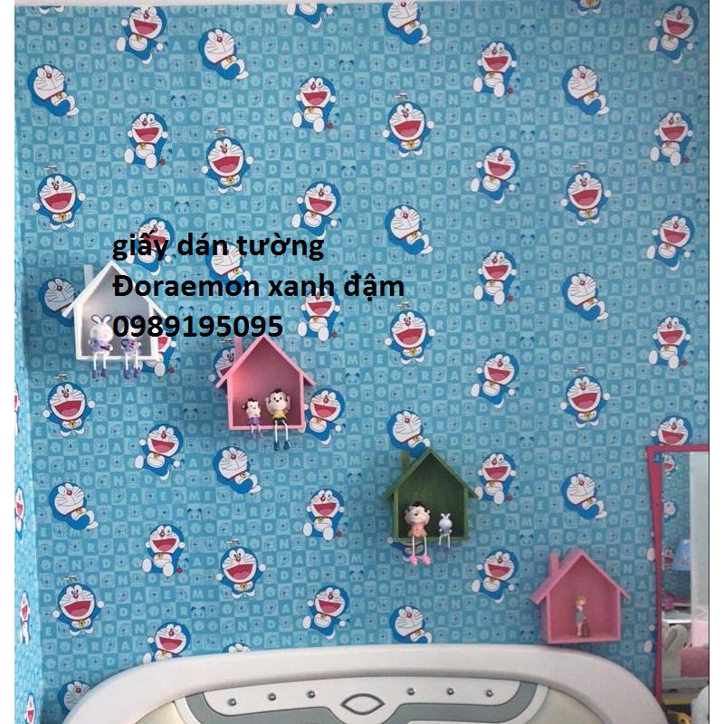 GIẤY DÁN TƯỜNG DOREMON XANH ĐẬM