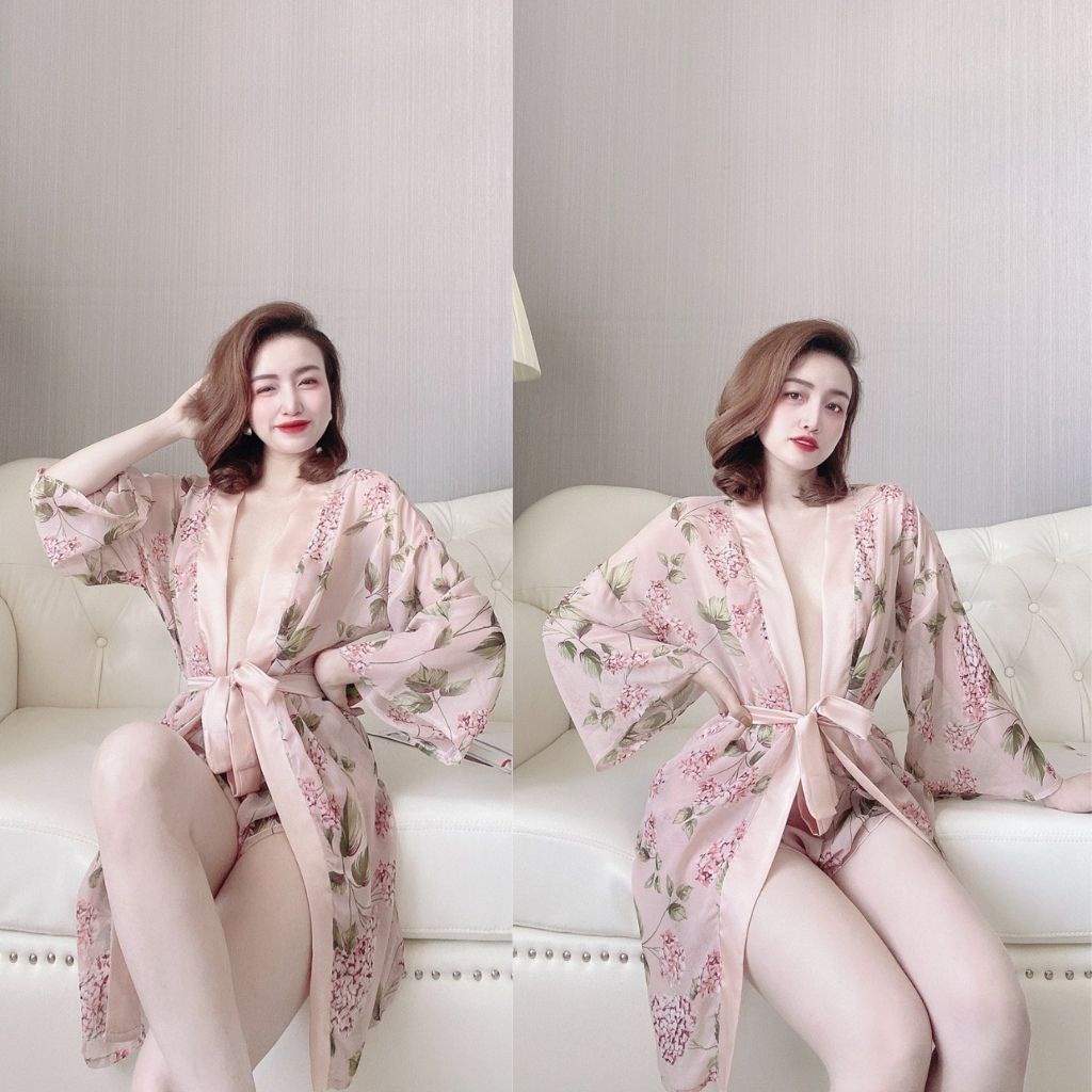 Áo choàng ngủ ❣️FREE SHIP❣️ Áo choàng tay dài tiểu thư vải lụa tơ mềm mượt