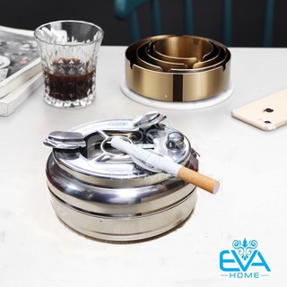 Gạt Tàn Thuốc Lá Inox Có Nút Bấm Đóng Mở Ngăn Đựng Tàn Thuốc Thông Minh / Gạt Tàn Inox Bấm Nút Tiện Dụng M3335