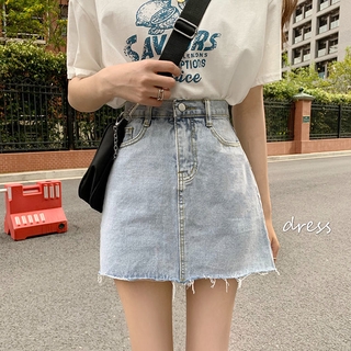 Chân váy jeans dáng chữ A lưng cao thời trang phong cách retro cho nữ cỡ S-2Xl 869