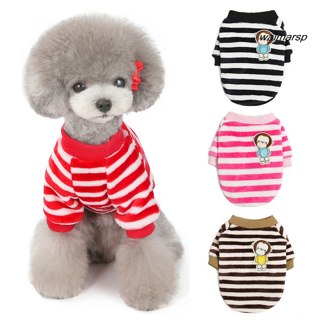 Áo Sweater Kẻ Sọc In Hình Khỉ Dễ Thương Thời Trang Mùa Đông Cho Thú Cưng