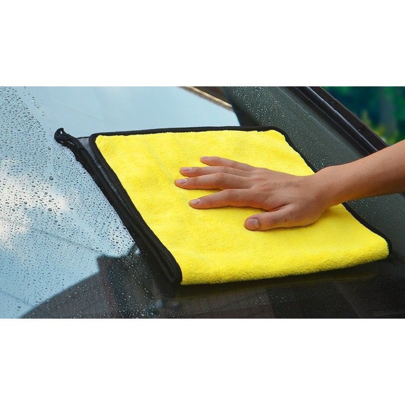 Khăn Lau Xe Hơi Chuyên Dụng 2 Lớp Microfiber Màu Vàng - Ghi, Siêu Mềm, Mịn, Thấm Hút