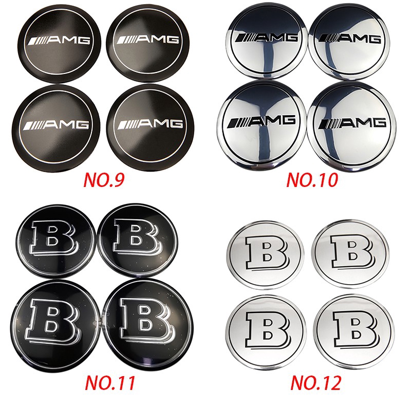 Bộ 4 miếng dán nắp trục trung tâm bánh xe 56mm thời trang dành cho Mercedes Benz AMG Brabus Apple Tree Lorinser