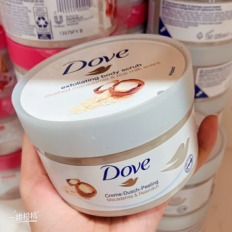 TẨY TẾ BÀO CHẾT #DOVE POMEGRANATE SEEEDS &amp; SHEA BUTTER /MACADAMIA RICE MILK EXFOLIATING BODY POLIS H