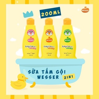 Wesser Sữa tắm gội 2in1 200ml hương phấn/ hổ phách/ xạ hương