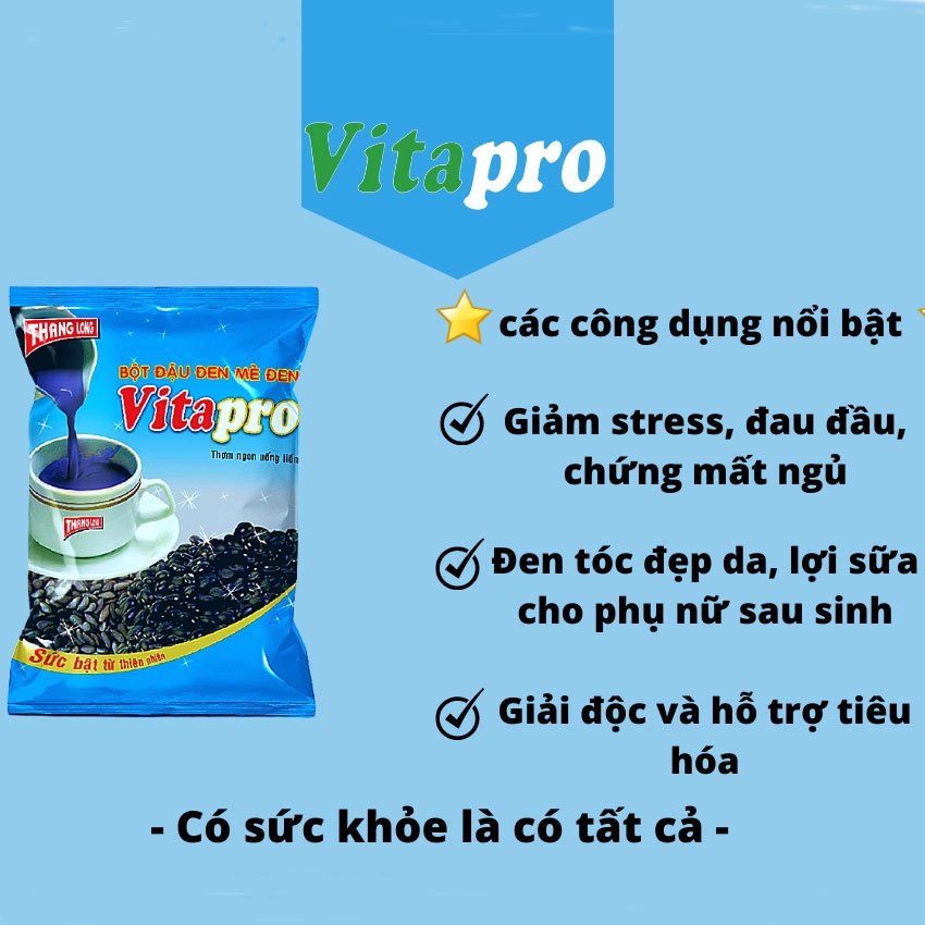 Bột đậu đen mè đen Vitapro 400gr giúp đen tóc đẹp da lợi sữa cho phụ nữ sau sinh