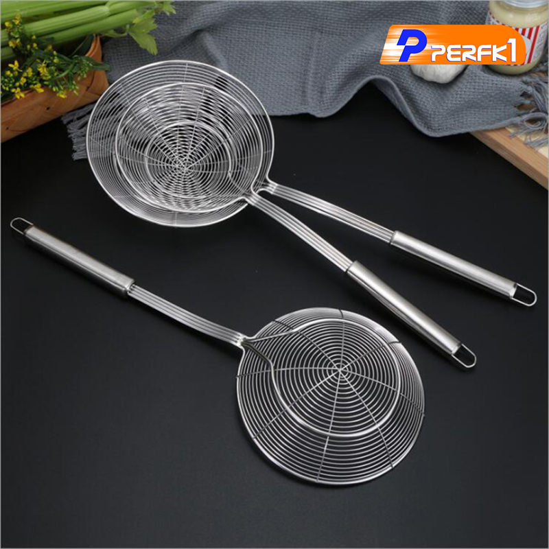 Hot-Stainless Steel Skimmer Chinese Indian Strainer Ladle Frying Chicken 14cm