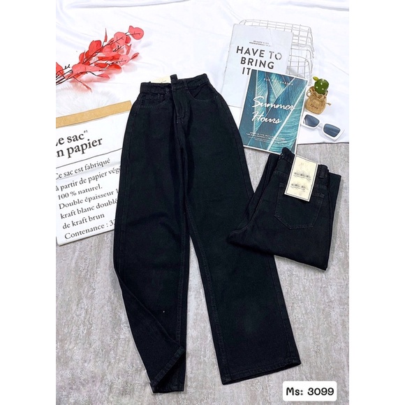 [Mã SRAPR8703 giảm 50% tối đa 20k đơn 0Đ] Quần Jean Nữ Aiori Ống Rộng Lưng Cao Trơn Màu Đen Jeans Cạp Cao_AJ3099 | BigBuy360 - bigbuy360.vn