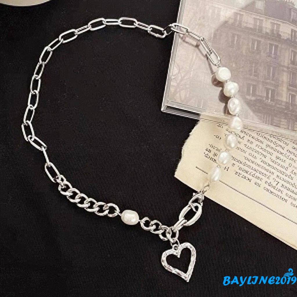 Dây chuyền phối ngọc trai nhân tạo mặt hình trái tim sành điệu dành cho nữ