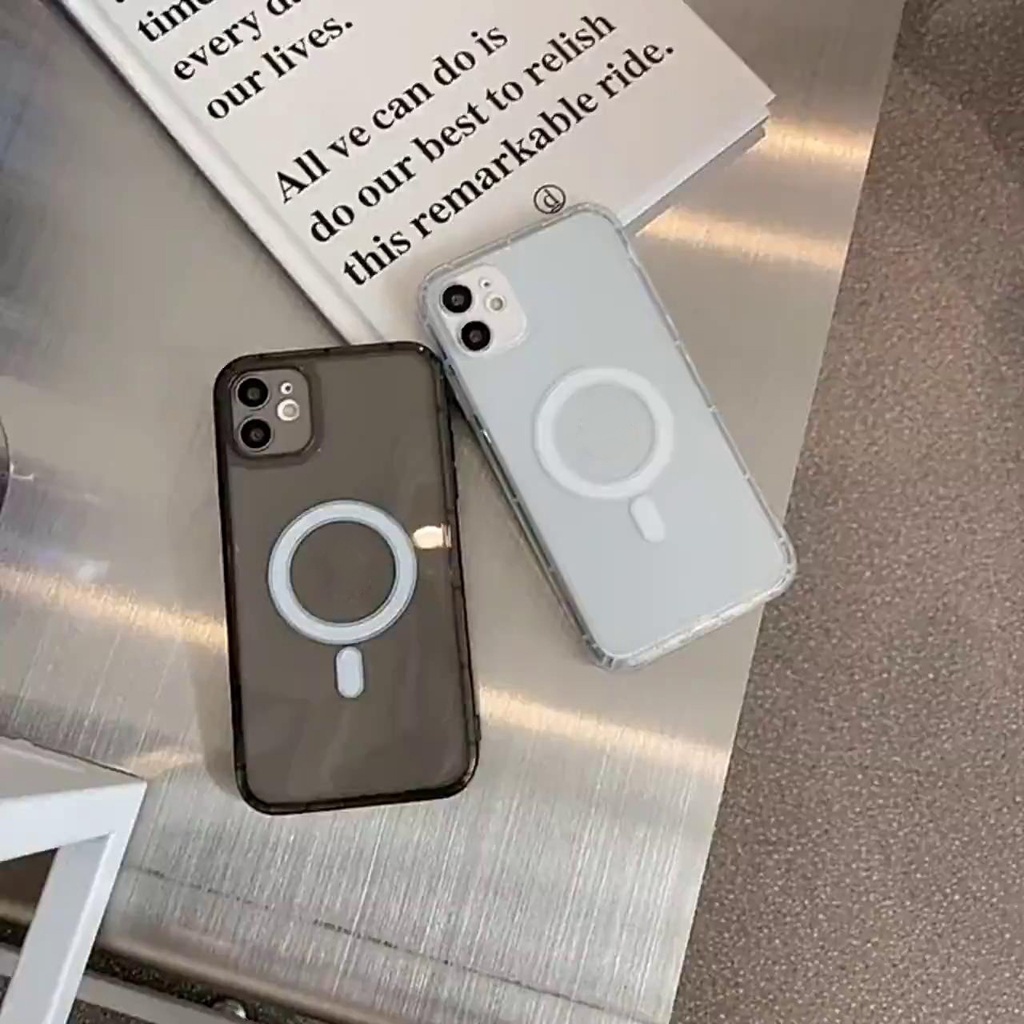 Sạc Không Dây Mag Họa Tiết Nhãn Ốp Lưng Điện Thoại iPhone 14 12 13 Mini 11 Pro XS MAX X XR 7 8 Plus Trong Suốt Mềm Mại Cạnh Thẳng TPU Cover
