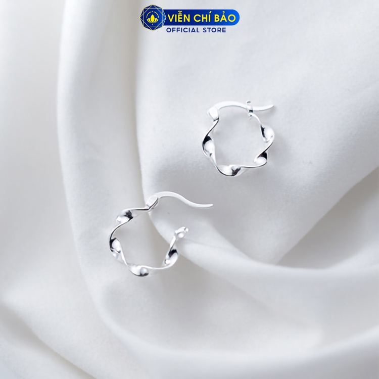 Bông tai bạc nữ khóa tròn xoắn sóng chất liệu bạc 925 thời trang phụ kiện trang sức Viễn Chí Bảo B400775