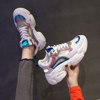 Đôi giày thể thao đế dày đính kim tuyến lấp lánh thời trang cho nữ