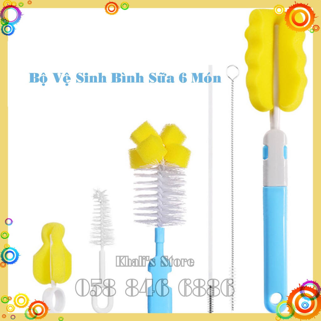 Bộ Cọ Rửa Vệ Sinh Bình Sữa 06 chi tiết