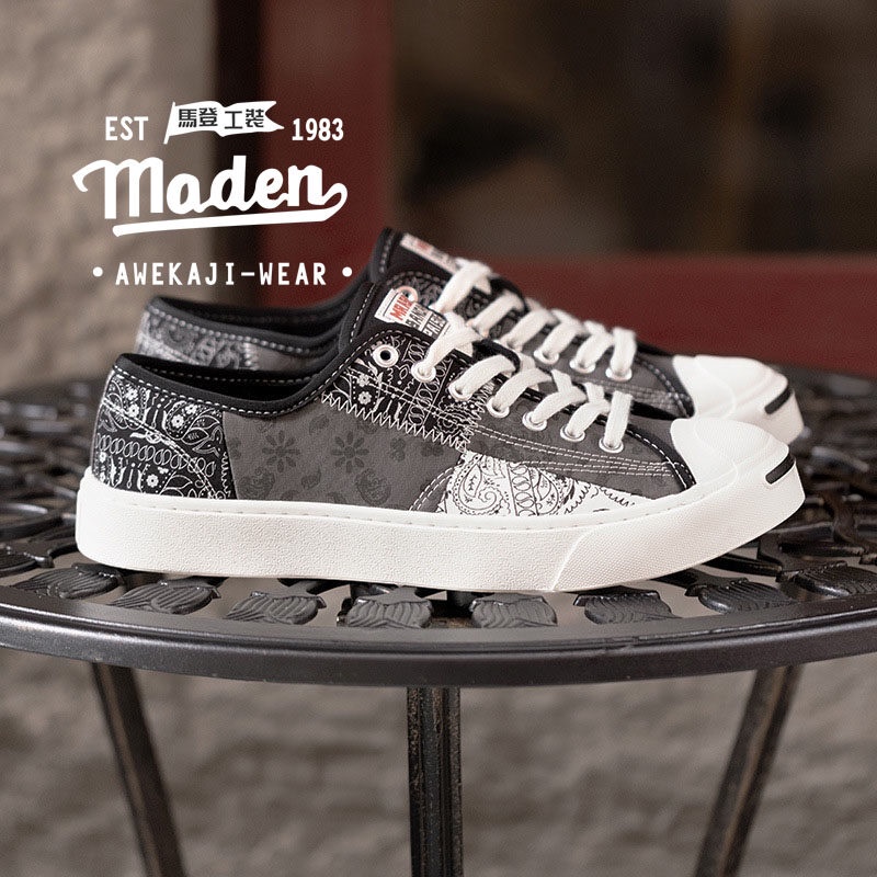 Giày thể thao MADEN vải canvas màu đen họa tiết hoa thoáng khí thời trang mùa hè 2022 mới