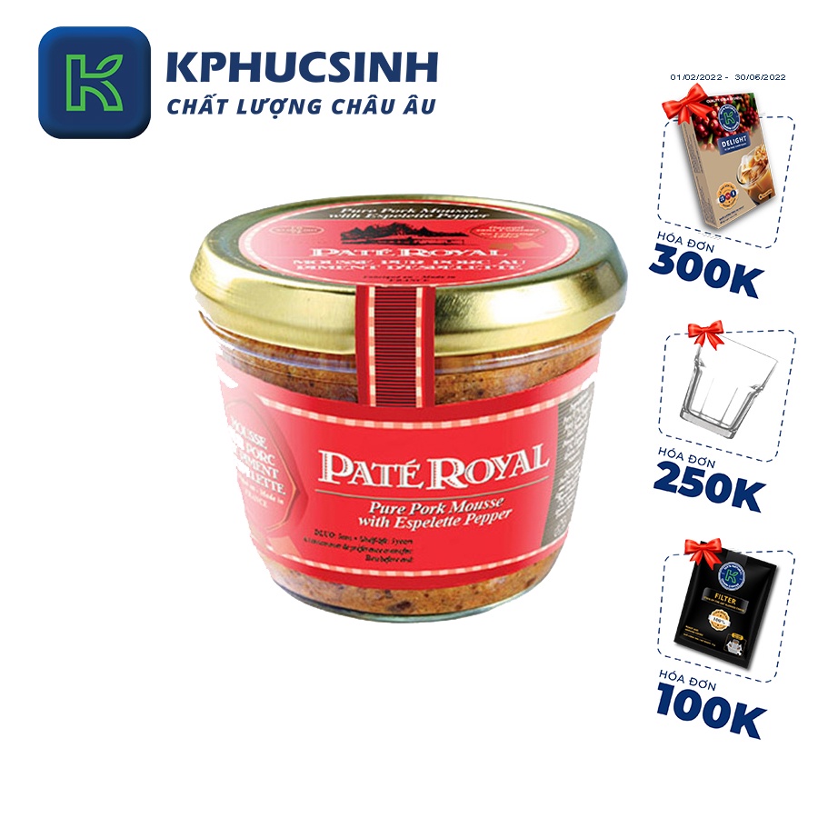 Pate Royal đồng quê vị tiêu espelette dạng nhuyễn 180g KPHUCSINH - Hàng Chính Hãng