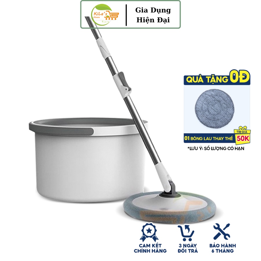 Bộ Cây Lau Nhà Thông Minh K8 Xoay 360 Độ, Siêu Nhanh, Cán Inox Chắc Chắn, Tiện Lợi, Sạch Gọn (Tặng Bông Lau Thay Thế)