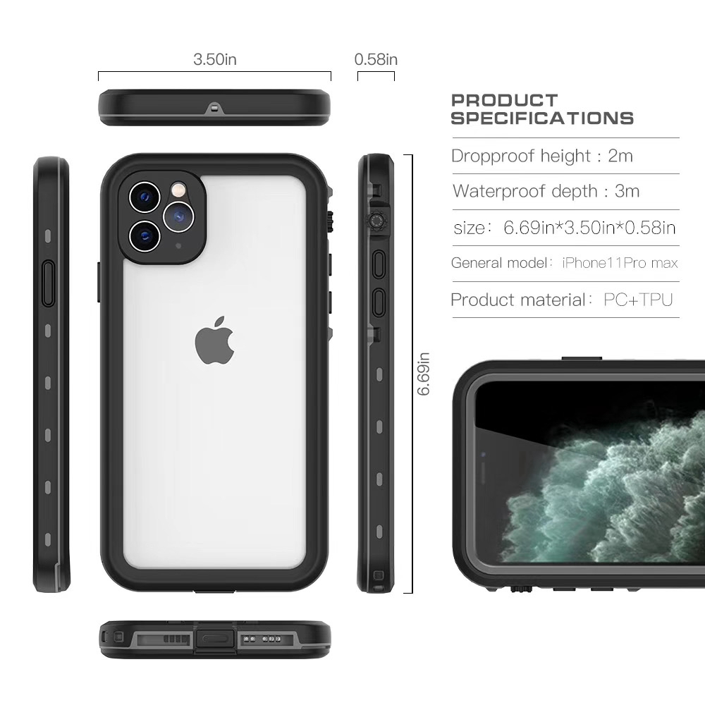 iPhone 11 Pro Max Ốp lưng chống nước IP68 có dây phao nổi cho iPhone 7 8 Plus X XS MAX X XR XS Waterproof Phone case Antiknock Phone case Water-Proof Bag Case 360 Full Protection Phone Cover