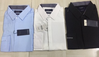 Áo Sơmi Nam Lụa Trơn Tay Dài Dấu Nút