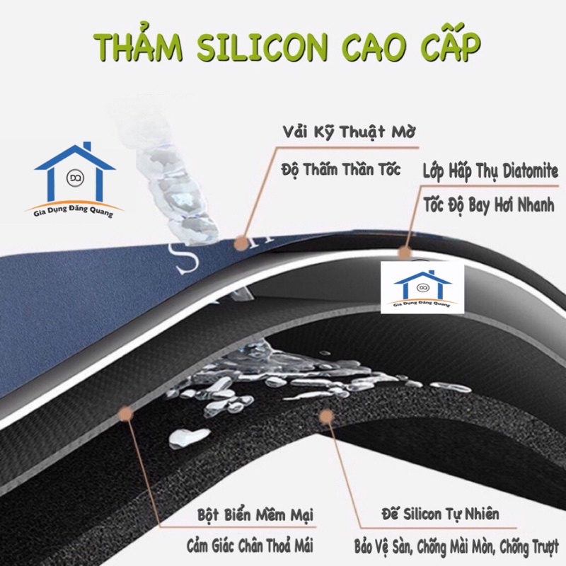 Thảm Lau Chân Silicon Siêu Thấm Nước, Thảm Chùi Chống Trượt Cao Cấp