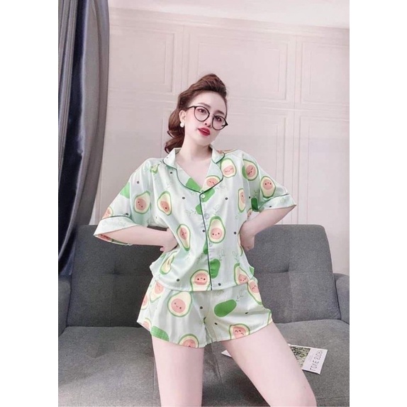 Đồ bộ pijama đùi, form Croptop siêu cưng💕💕, chất lụa rất mềm mịn🍏🍎🍊