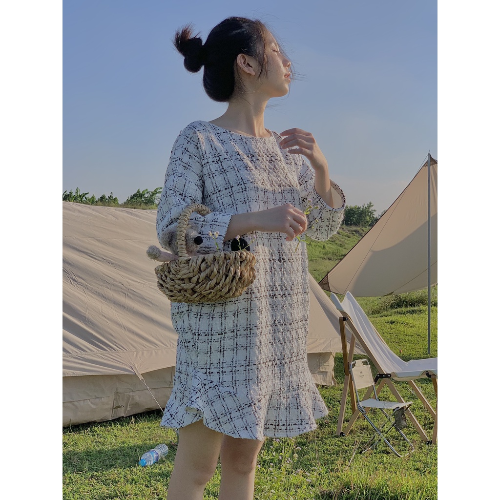 Váy dạ tweet dáng suông đuôi peplum TKV71 LOLLIE STUDIO