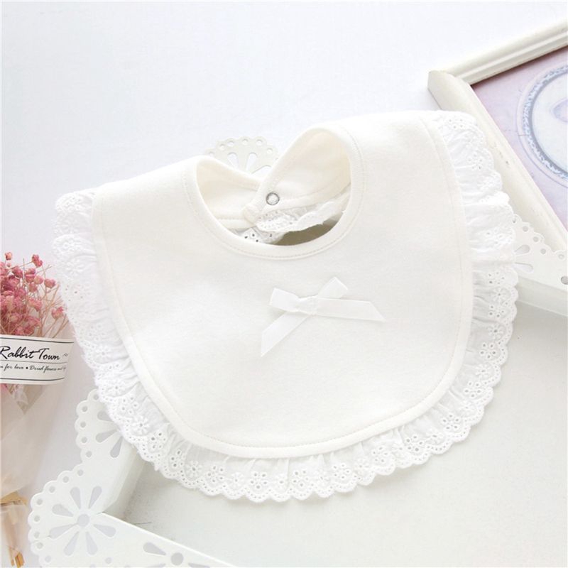 Yếm Ăn Cotton Phối Ren Xinh Xắn Dành Cho Bé