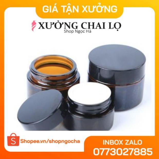 Hủ chiết kem thủy tinh nâu 30g,50g,100g đựng mỹ phẩm , phụ kiện du lịch